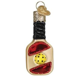 Old World Christmas Mini Pickleball Paddle Glass Blown Ornament for Christmas Tree, Handcrafted Holiday Decoration, Mini Collection