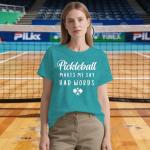 Cutesong Pickleball Shirt for Women Pickleball Player T-Shirt Funny Sports Lover Short Sleeve Cyan