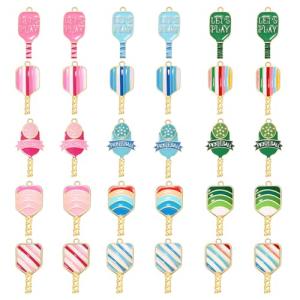 30PCS Pickleball Charms for Jewelry Making, Pickleballs Necklace Bracelet Earrings Making Charms Bulk, Enamel Pickleballs Paddle Pendant Charm for DIY Pickleball Accessories Crafts Jewelry Gifts
