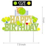 Pickleball Birthday Party Decorations Green and Gold Glitter Pickleball Happy Birthday Cake Topper for Pickle ball Player Bday Party Decoration Supplies