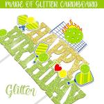 Pickleball Birthday Party Decorations Green and Gold Glitter Pickleball Happy Birthday Cake Topper for Pickle ball Player Bday Party Decoration Supplies