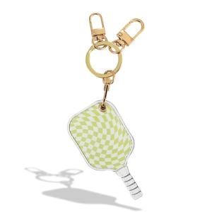 Sonix Keychain Case Compatible with Apple AirTag | Protective AirTag Cover Keychain | Checkmate Green Pickleball Paddle | Pickleball Green