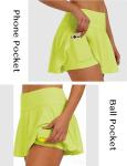 Buauty Women's Tennis Skirt Pleated Golf Skirts with Pockets Shorts Athletic Skort for Pickleball Sports Outfits Bright Green