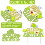 Pickleball Birthday Party Decorations Green and Gold Glitter Pickleball Happy Birthday Cake Topper for Pickle ball Player Bday Party Decoration Supplies