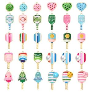 30PCS Pickleball Charms for Jewelry Making, Pickleballs Necklace Bracelet Earrings Making Charms Bulk, Enamel Pickleballs Paddle Pendant Charm for DIY Pickleball Accessories Crafts Jewelry Gifts