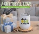 COOZEO Pickleball Gifts for Women - Just One More Game - 12 oz Stainless Steel Insulated Wine Tumbler with Lid - Funny Pickleball Player Gift, Coach Teammate Retirement Gift - Pickleball Cup - (White)