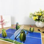 PQDGlobal 3D Pickleball Popup Card - Funny Handmade Paper Art with Four Pickles Playing for Birthday, Anniversary, Christmas, Father’s Day - Unique Gift for Him, Her, Pickleball Players & Fans