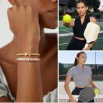Turandoss Gold Sport Bracelets for Women - Dainty 14K Gold Plated Pickleball Bracelets for Women Trendy Personalized Pickleball Charm Bracelet Jewelry Gifts for Team Coach Players Birthday Gifts