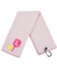 CybGene Embroidered Pickleball Towel, Funny Gift for Women, 16"x 24" Microfiber Towel, Pink, Initial L