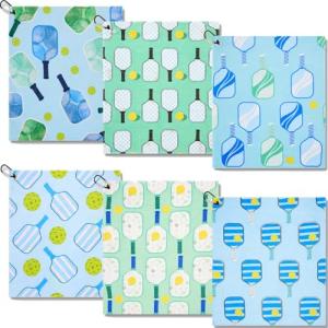 Retrora 6 Pcs Soft Pickleball Towel 15 x 17 Inch Absorbent Fast Drying Towels for Women Sweat Funny Pickleball Gifts for Men Women Hand Towel with Clip