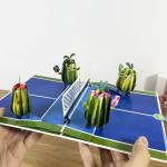 PQDGlobal 3D Pickleball Popup Card - Funny Handmade Paper Art with Four Pickles Playing for Birthday, Anniversary, Christmas, Father’s Day - Unique Gift for Him, Her, Pickleball Players & Fans
