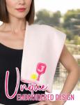 CybGene Embroidered Pickleball Towel, Funny Gift for Women, 16"x 24" Microfiber Towel, Pink, Initial L
