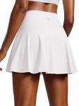 PINSPARK Pleated Tennis Skirt for Women with Pockets Inner Shorts High Waisted Athletic Golf Skorts Quick Dry Workout Running Skirts Pickleball Attire,White L