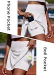 PINSPARK Pleated Tennis Skirt for Women with Pockets Inner Shorts High Waisted Athletic Golf Skorts Quick Dry Workout Running Skirts Pickleball Attire,White L