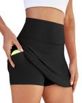 DLOODA Womens Skort Tennis Skirt with Pocket Shorts Mini Golf Skirts High Waisted Athletic Skorts Summer Workout Black