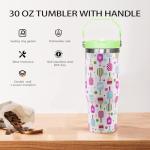 qwpmvhsak 30 Oz Pickleball Flip Tumbler With Handle, Lid & Straw - Insulated Travel Mug, Pickleball Gifts for Women Men