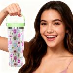 qwpmvhsak 30 Oz Pickleball Flip Tumbler With Handle, Lid & Straw - Insulated Travel Mug, Pickleball Gifts for Women Men