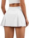 AFFOLE Golf Skirts for Women Tennis Skorts Athletic High Waisted with Pockets Inner Shorts Sport Workout Pleated Pickleball White