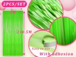 MALANKU 2PCS Lime Green Streamers Party Decorations - 3.3ft x 8.2ft Green Streamer Backdrop for Birthdays St Patrick Jungle Dinosaur Golf Soccer Pickleball Pickle Parties