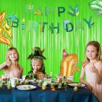 MALANKU 2PCS Lime Green Streamers Party Decorations - 3.3ft x 8.2ft Green Streamer Backdrop for Birthdays St Patrick Jungle Dinosaur Golf Soccer Pickleball Pickle Parties