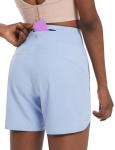 baleaf Women's 5" Workout Shorts Athletic Running Shorts High Waisted with Zipper Pocket Gym Quick Dry Hiking Sports Light Blue M