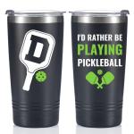 Onebttl Personalized Pickleball Gifts, Pickleball Accessories, Initial Birthday Gifts, Insulated 20oz Stainless Steel Travel Tumbler with Straw and Lid (Initial D)