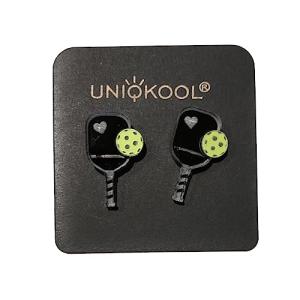 Pickleball Earrings, Handcrafted Studs (Black)