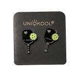 Pickleball Earrings, Handcrafted Studs (Black)