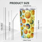 CALMSNUGS Pickleball Tumbler 20oz Vacuum Insulated with Straw, 18/8 Stainless Steel Travel Cup, BPA-Free Sliding Lid, Watercolor Ball Pattern, Car Cup Holder Fit, Gift for Players Women Men