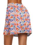 Ekouaer Pickleball Skirt for Women High Waisted Tennis Skort Fashion Workout Golf Skirts 2026 A line Athletic Skirt with Shorts, Red Blue Floral XXL