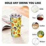 CALMSNUGS Pickleball Tumbler 20oz Vacuum Insulated with Straw, 18/8 Stainless Steel Travel Cup, BPA-Free Sliding Lid, Watercolor Ball Pattern, Car Cup Holder Fit, Gift for Players Women Men