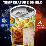 CALMSNUGS Pickleball Tumbler 20oz Vacuum Insulated with Straw, 18/8 Stainless Steel Travel Cup, BPA-Free Sliding Lid, Watercolor Ball Pattern, Car Cup Holder Fit, Gift for Players Women Men