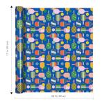 LaRibbons Pickleball Wrapping Paper Mini Roll, Colorful Paddle & Ball Pattern with Solid Blue Background Sports Gift Wrap for Pickleball Lovers, Coach Gift, Birthday, Party, 17" x 33'(46.7 sq. ft)