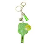Popfizzy Green Pickleball Keychain Accessories for Women and Girls, Crystal Bag Charms, Purse Charm, Bling Pickleball Gifts