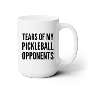 Panvola Tears of My Pickleball Opponents Sports Player Coffee Mug Ceramic Cup Novelty Drinkware (15 oz, White)