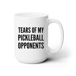 Panvola Tears of My Pickleball Opponents Sports Player Coffee Mug Ceramic Cup Novelty Drinkware (15 oz, White)