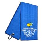 WUUCKOO Whose Serve Whats The Score Embroidered Towel, Funny Towel for Bag with Clip, Player Gift, Birthday Retirement Gift for Grandpa Pickleball Lover