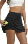 Women's Pleated Tennis Skirts with Pockets Built-in Shorts Summer Athletic Pickleball Golf Skorts Black