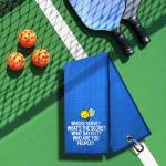 WUUCKOO Whose Serve Whats The Score Embroidered Towel, Funny Towel for Bag with Clip, Player Gift, Birthday Retirement Gift for Grandpa Pickleball Lover