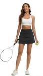 Women's Pleated Tennis Skirts with Pockets Built-in Shorts Summer Athletic Pickleball Golf Skorts Black