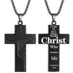 BECKWJE Sport Necklace for Men Pickleball Necklace Stainless Steel Cross Pendant Father's Day Gifts for Men Pickleball Fans Bible Verse 4:13