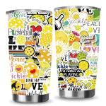 Bofemgt Pickleball Gifts for Women,Daisy Pickleball Tumbler Vacuum Insulated Stainless Steel Coffee Travel Mugs Water Bottle for Pickleball Lovers 20oz