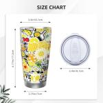 Bofemgt Pickleball Gifts for Women,Daisy Pickleball Tumbler Vacuum Insulated Stainless Steel Coffee Travel Mugs Water Bottle for Pickleball Lovers 20oz