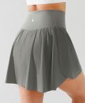 BRXL Tennis Skirts for Women High Waisted Crossover Built-in Shorts with Pockets Workout Athletic Skort Pickleball Grey