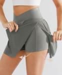 BRXL Tennis Skirts for Women High Waisted Crossover Built-in Shorts with Pockets Workout Athletic Skort Pickleball Grey