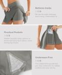 BRXL Tennis Skirts for Women High Waisted Crossover Built-in Shorts with Pockets Workout Athletic Skort Pickleball Grey
