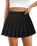 DLOODA Pleated Skirts for Women High Waisted Tennis Skirt Athletic Skorts with Pockets Shorts Workout Golf Skort Black