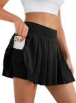 DLOODA Pleated Skirts for Women High Waisted Tennis Skirt Athletic Skorts with Pockets Shorts Workout Golf Skort Black