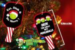 Pickleball Fun - Pickleball Paddle Ornament w/Deck The Halls on one Side and Eat, Dink and Be Merry on The Other Side. A Large, Fun, and Festive Ornament and Holiday Pickleball Decoration - 6.25" x3"