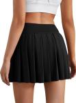 DLOODA Pleated Skirts for Women High Waisted Tennis Skirt Athletic Skorts with Pockets Shorts Workout Golf Skort Black